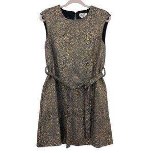 Molly Bracken Black Gold Metallic Sleeveless Mini Dress Belted  Party Event
